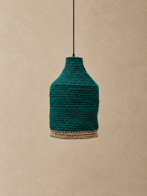 Làmpada penjant Culip Green de MINU, feta a mà amb jute verd i natural